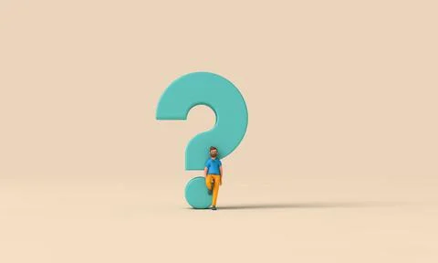 3D character with a question mark symbol. 3d rendering Stock Illustration