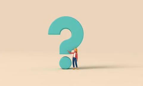 3D character with a question mark symbol. 3d rendering Stock Illustration