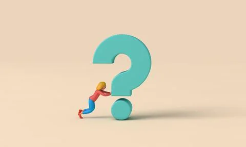 3D character with a question mark symbol. 3d rendering Stock Illustration