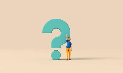 3D character with a question mark symbol. 3d rendering Stock Illustration