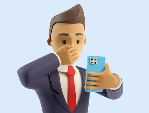 3d character shocked by message Stock-Illustration