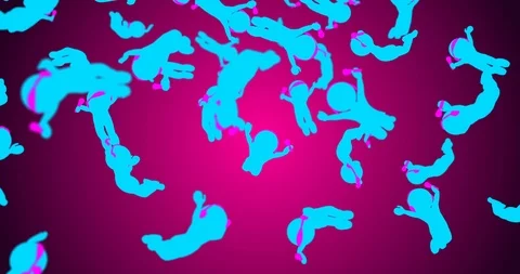 3d character singer flat teal pink falling Stock Footage 103750412