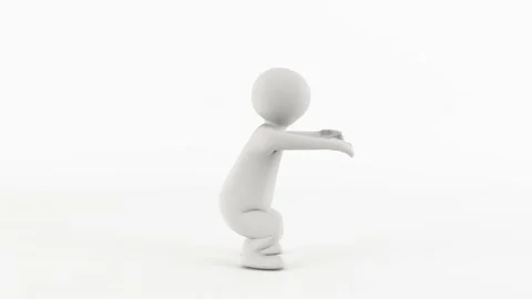 3D character squat animation Stock Footage 133529173