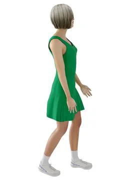3D character standing in a green suit. White background Stock Illustration