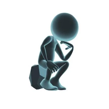 3d character thinker on the stone Stock Illustration