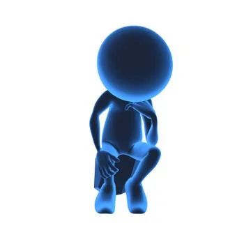 3d character thinker on the stone Stock Illustration