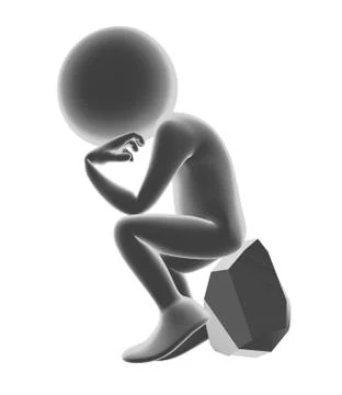 3d character thinker on the stone Stock Illustration