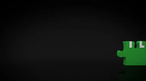 3D characters doing a puzzle with the word SOLUTION. Black background. 2 in 1. Stock Footage 59571456