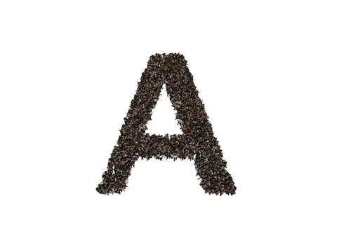 3d characters forming the letter A isolated on a white background seen from a Stock Illustration