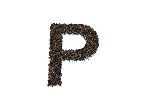 3d characters forming the letter P isolated on a white background seen from a Stock Illustration