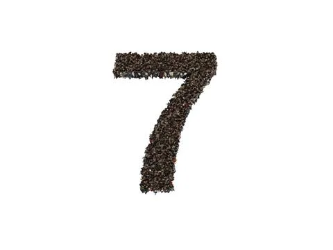 3d characters forming the Number seven isolated on a white background seen fr Stock Illustration