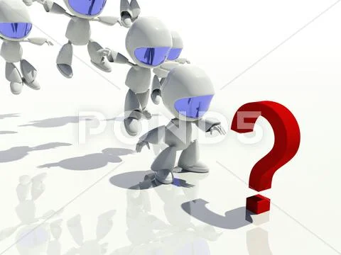 3d characters looking at a question mark, looking for answers: Royalty ...