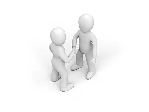 3D characters in ties shake hands Stock Illustration