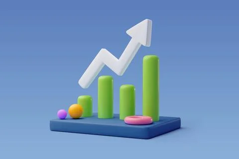 3d chart and trend graph arrow, Data analyze financial and stock market conce Stock Illustration