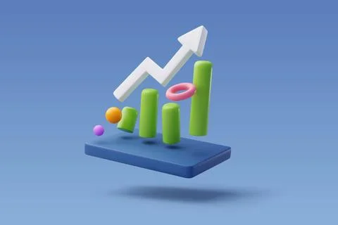 3d chart and trend graph arrow, Data analyze financial and stock market conce Stock Illustration