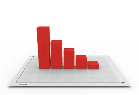 3D chart going down Illustrazione stock