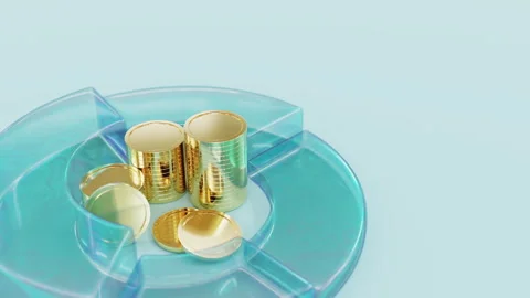 3D chart with stack coins Stock Footage 240657007