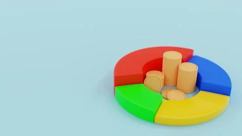 3D chart with stack coins Stock Illustration