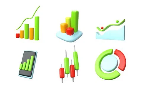3D chart. Stock data graph. Finance statistic bar. Business graphic with arrow Stock Illustration