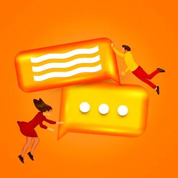 3d Chat bubble. Talk, dialogue, messenger or online support concept. concept. Stock Illustration