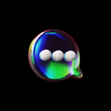 3d chat bubble with white round balls. 스톡 일러스트