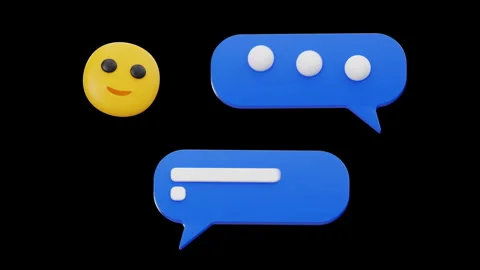 3D Chat Bubbles with Smiley Face Emoji – Messaging and Communication Animation Stock Footage 309171073