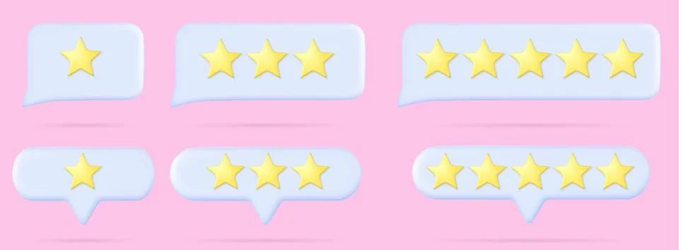 3d chat dialog speech box with star rating vector Stock Illustration
