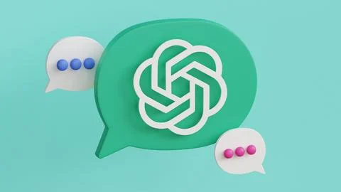 3d chat gpt. 3d render, 3d illustration. Online business network technology.. Illustrazione stock