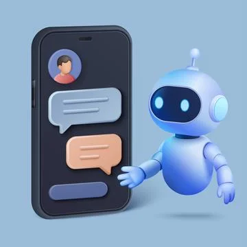 3D Chatbot Conversation on Smartphone Screen Stock Illustration