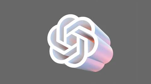 3d ChatGPT logo on a grey background Stock Illustration