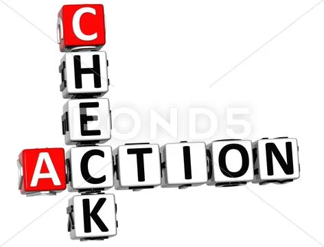 3d check action good crossword text Stock Illustration