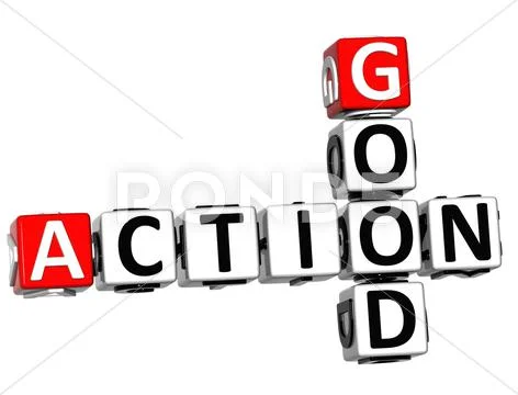 3d check action good crossword text Stock Illustration