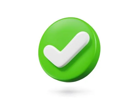 3D check icon, checklist tick, done mark, vector Stock Illustration