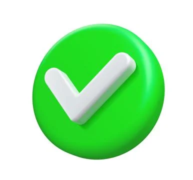 3d check icon, checklist tick, green done mark Stock Illustration