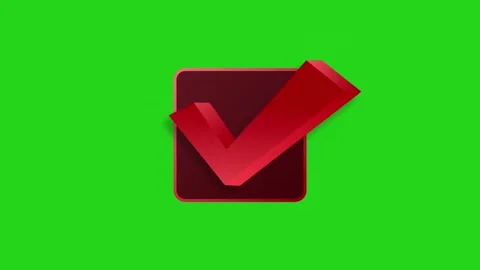 3d check mark animated on bright green screen for approval and completion Stock Footage 314786471