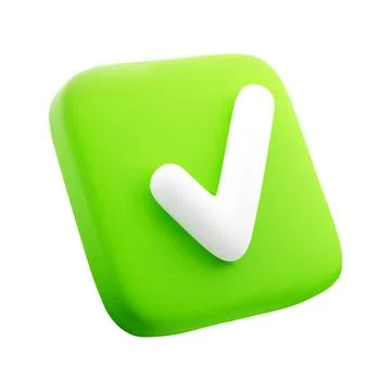 3D Check Mark Box Icon Isolated on White Background. Design Element for Stock Illustration