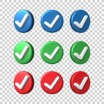 3d check mark bundle with circle icon isolated on white background Stock Illustration