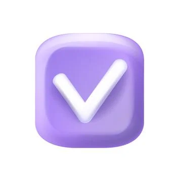 3D check mark icon, vector checkmark tick square checkbox, ok button Stock Illustration