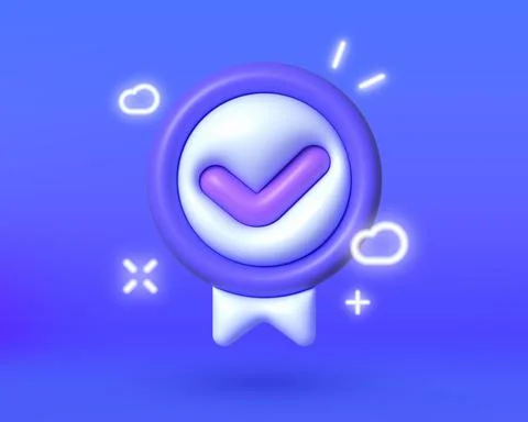 3d check mark set 3d for web design. Neon Shield check mark icon. Vector design Stock Illustration