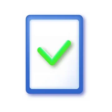3d checked document button. Vector Stock Illustration