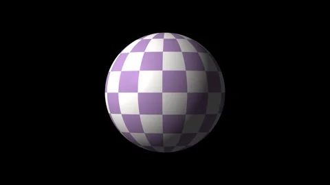 3D Checkerboard Sphere Rotation Animation on Black Background Video stock 332627121