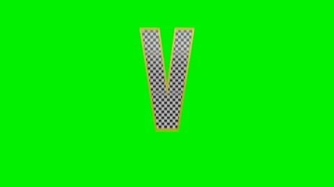 3d checkered alphabet letters animation on green screen background Stock Footage 335395442