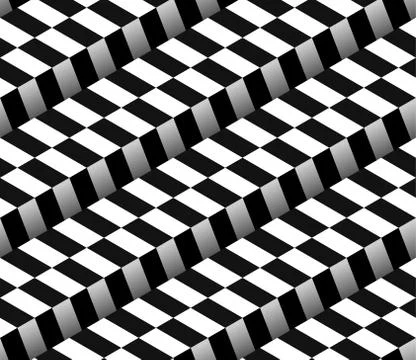 3d Checkered Black White Vector Seamless Pattern Stock Illustration