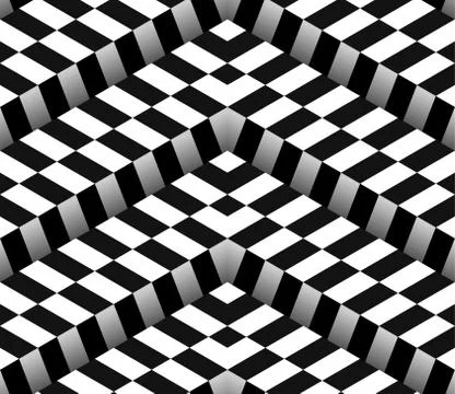 3d Checkered Black White Vector Seamless Pattern Stock-Illustration