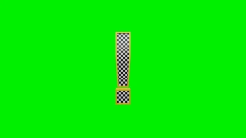 3d checkered exclamation mark punctuation animation on green screen background Stock Footage 335395224