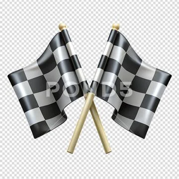 3d checkered flags crossed,  racing finish line concept Modello PSD