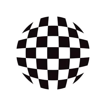 3D Checkered Globe Sphere Graphic Icon Stock Illustration