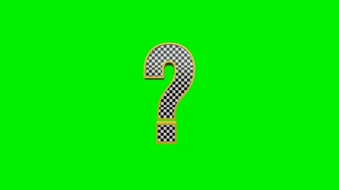 3d checkered question mark punctuation animation on green screen background Video stock 335395200