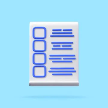 3d checklist with checkbox squares and lines Stock Illustration