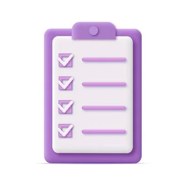 3d checklist on a clipboard paper. Vector Stock Illustration